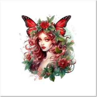 Fairy Christmas Girl Portrait Posters and Art